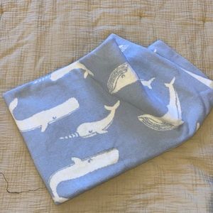 Knit Baby Blanket Whale & Narwhal print